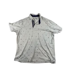 CHAPS Golf Polo Shirt Mens XL White golf flag/clubs  Short Sleeve Activewear